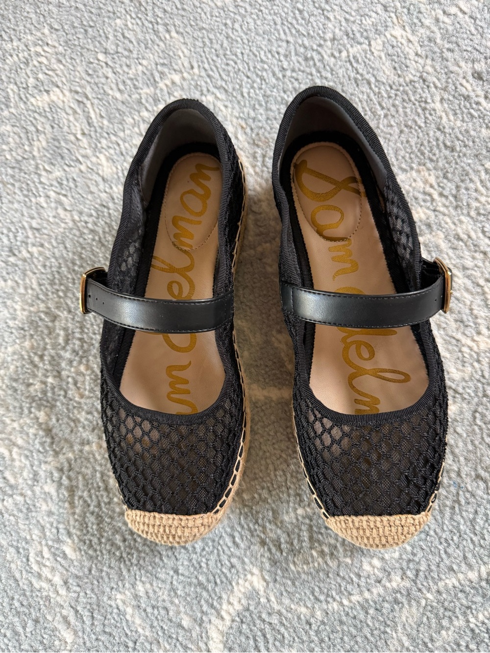 Sam Edelman Black Mesh Mary Jane Espadrilles